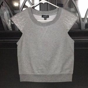 BNWT bebe crystallized/rhinestones grey top